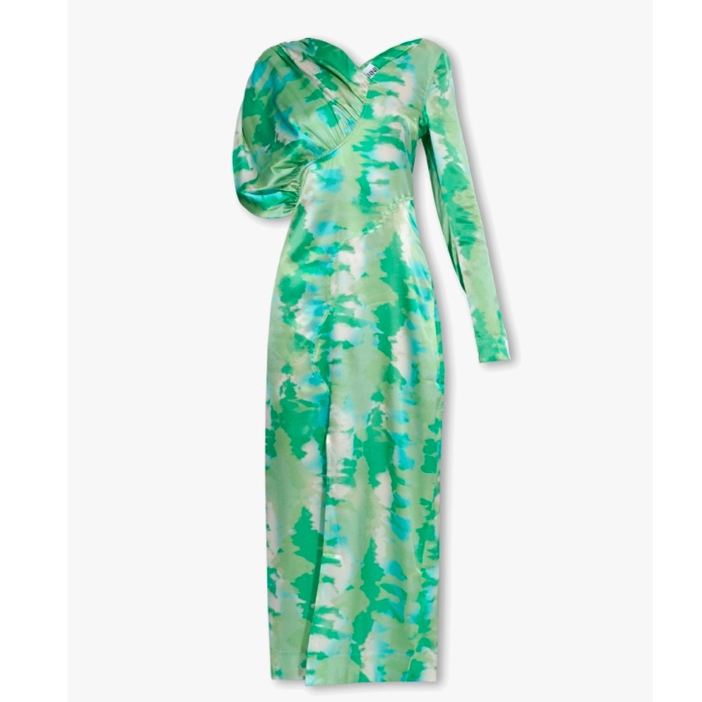 Ganni ‘Lilly Green’ Tie Dye Silk Dress